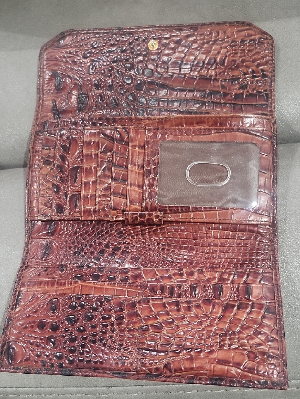 Brahmin Cognac Croc-Embossed Leather Tote with Matching Wallet - Picture 11 of 11